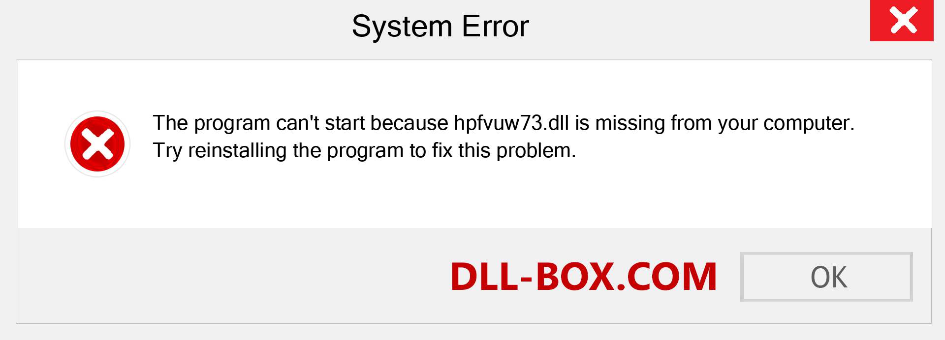  hpfvuw73.dll file is missing?. Download for Windows 7, 8, 10 - Fix  hpfvuw73 dll Missing Error on Windows, photos, images